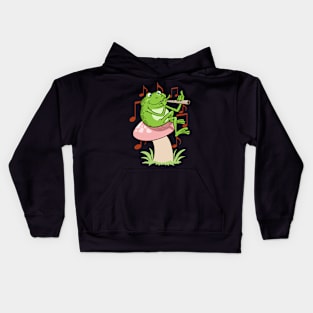 Cottagecore Fairycore Frog With Flute Kids Hoodie